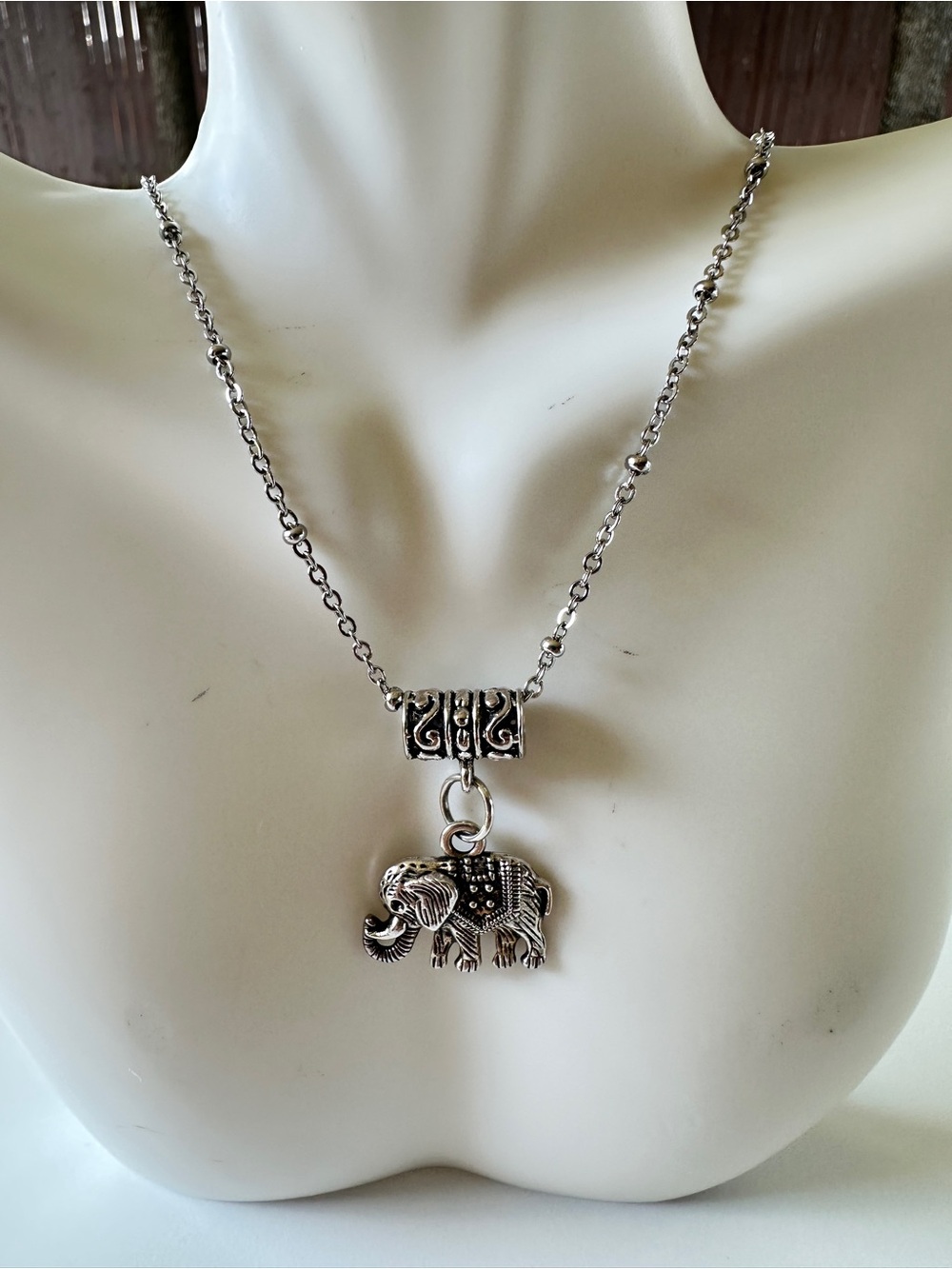 Sterling-Style Silver Elephant Pendant Necklace - Silver